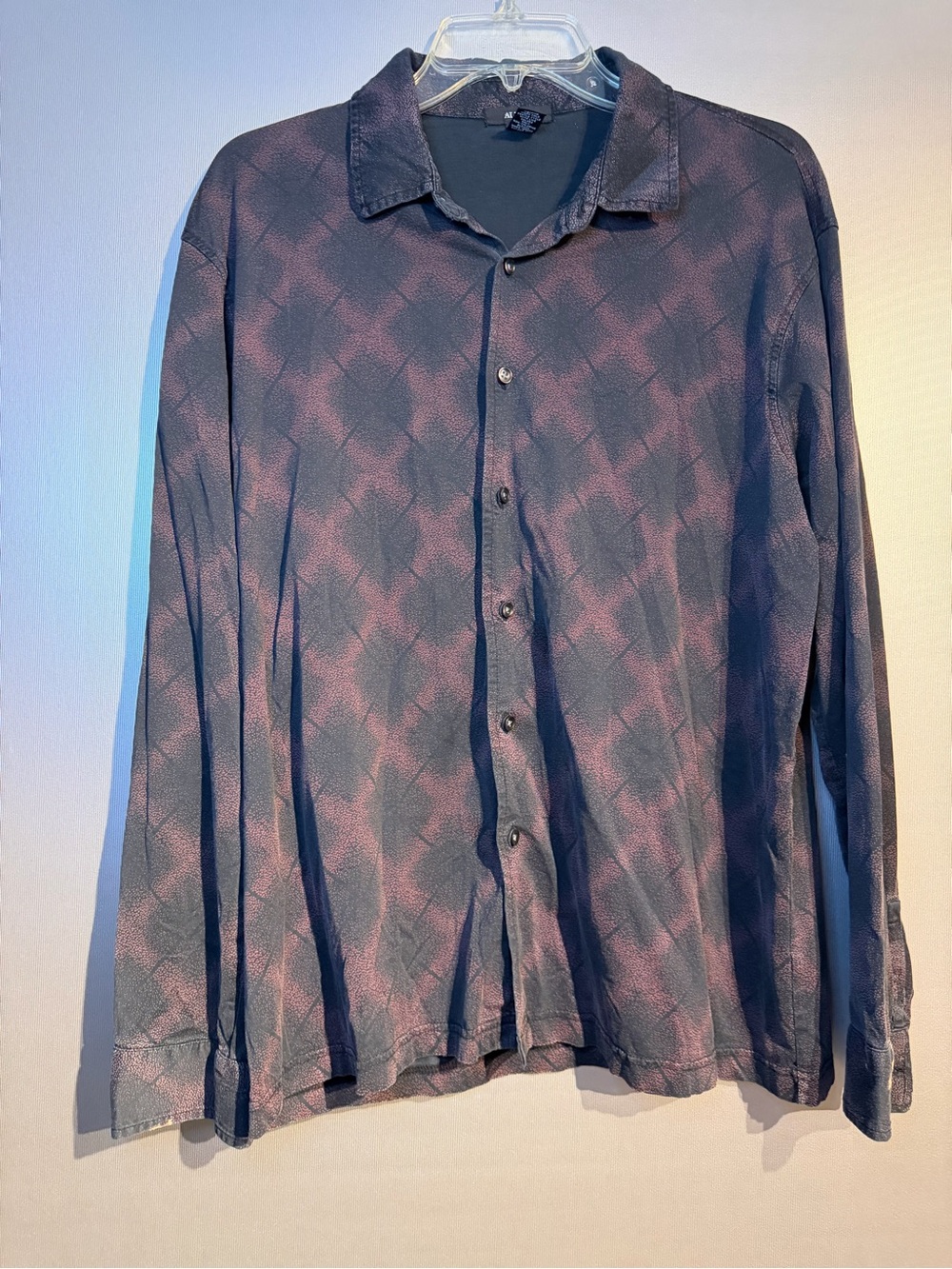 Alfani Men's Long Sleeve Button-Up Shirt Jacket in Blue and Purple Pattern
